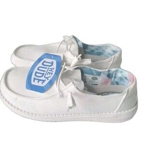 NWT Hey Dude Womens  Wendy Silk Moon White Slip On Casual Shoes size 9